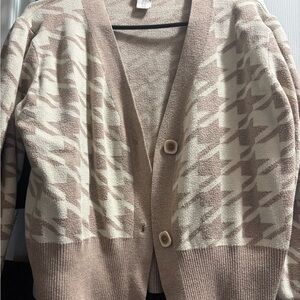 Joie Tan and Cream Houndstooth Cardigan- Fair condition